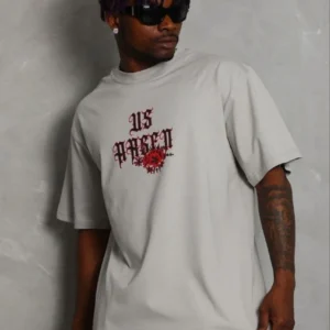 Erkek Baskılı T-Shirt Kısa Kol Bisiklet Yaka Regular Fit Tişört - Gri