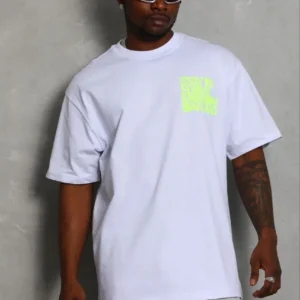 Erkek Baskılı T-Shirt Kısa Kol Bisiklet Yaka Regular Fit Tişört - Beyaz