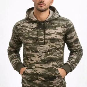 Erkek Kamuflaj Desenli 2 İplik 4 Mevsim Kapüşonlu Kanguru Cepli Hoodie Sweatshirt - Kamuflaj