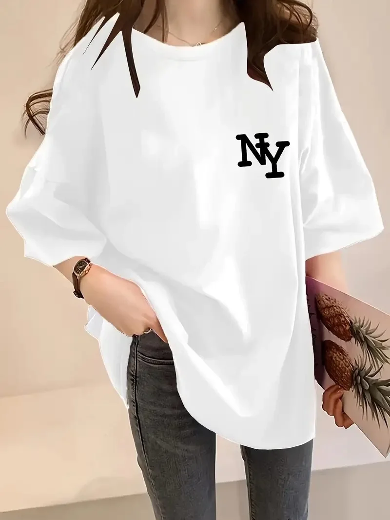 Kadın NY Baskılı T-Shirt - Beyaz - Görsel 2