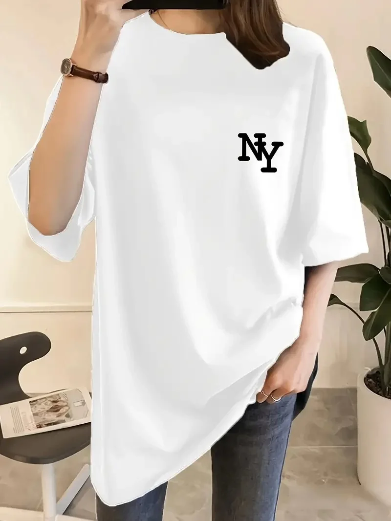 Kadın NY Baskılı T-Shirt - Beyaz