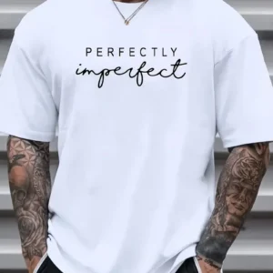 Erkek PERFECTLY Baskılı T-Shirt - Beyaz