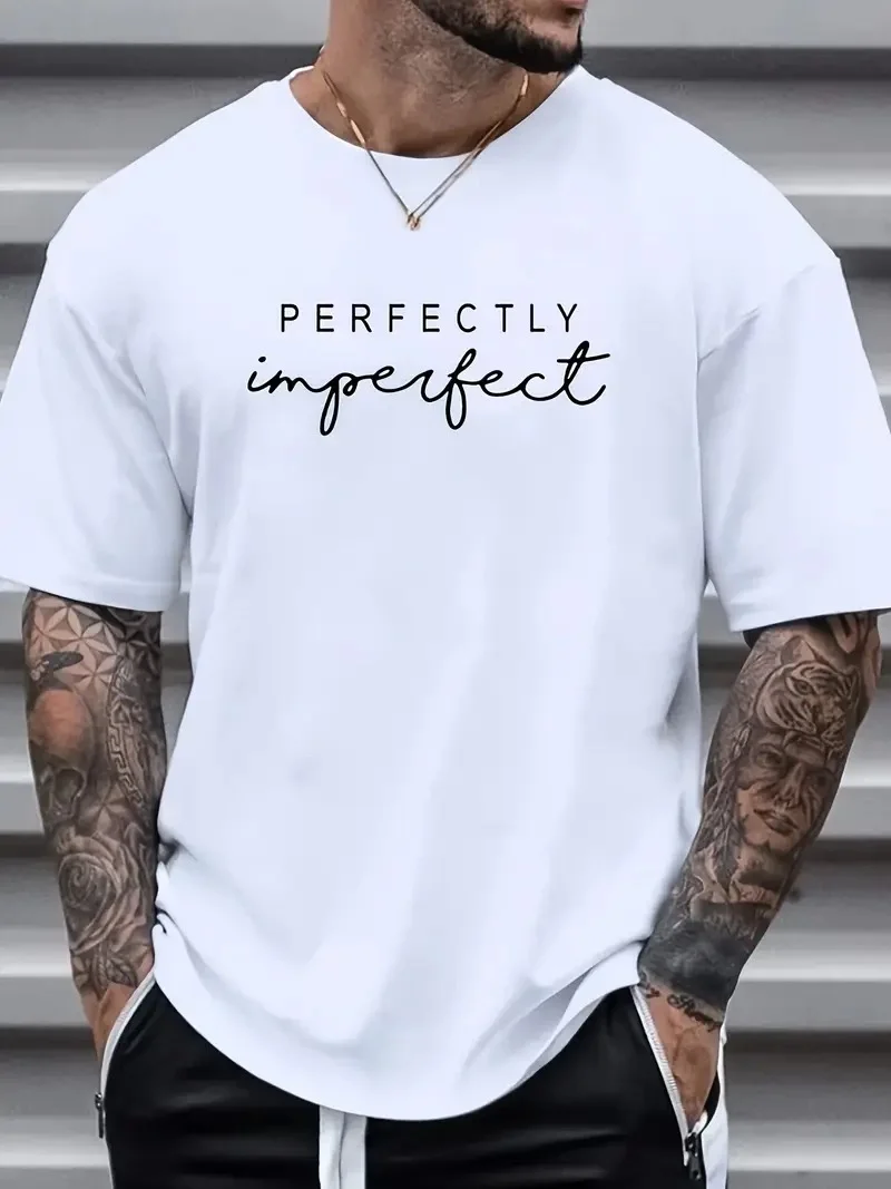 Erkek PERFECTLY Baskılı T-Shirt - Beyaz