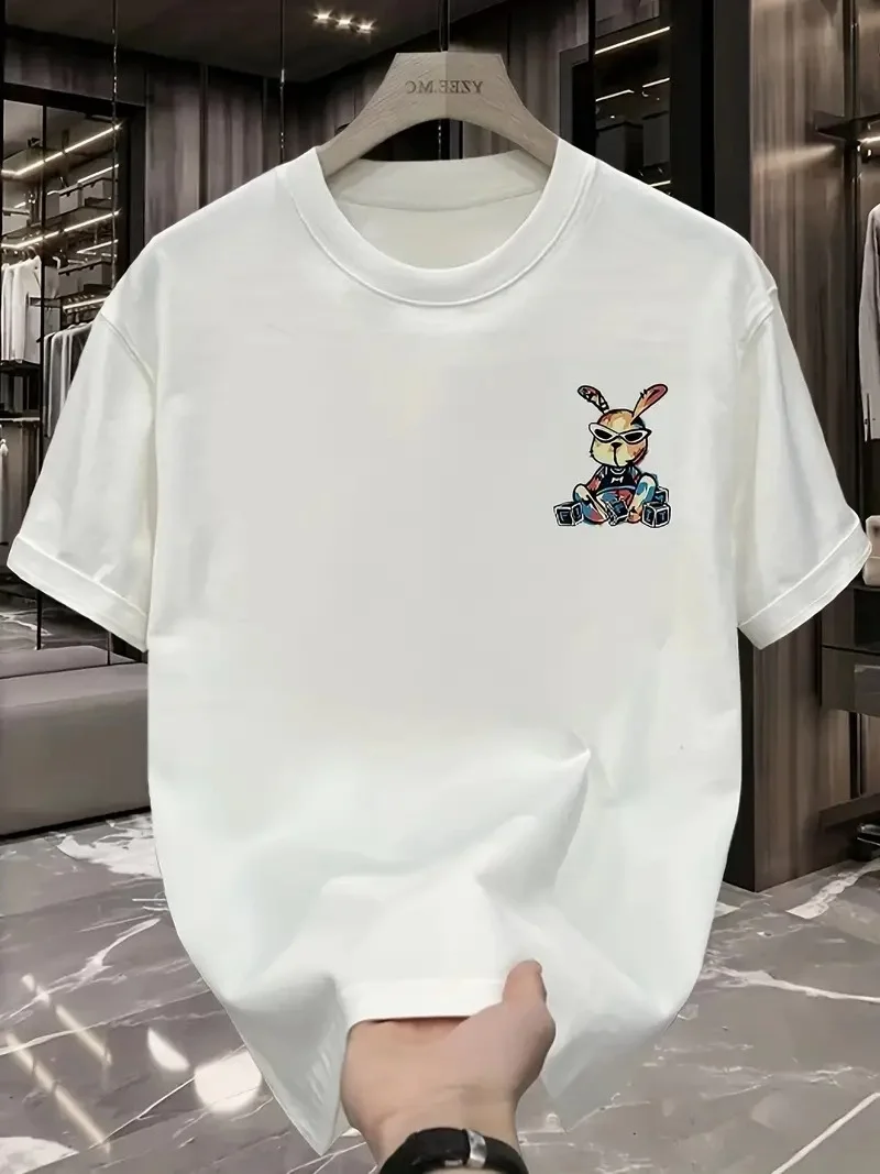 Erkek Tavşan Baskılı T-Shirt - Beyaz - Görsel 2