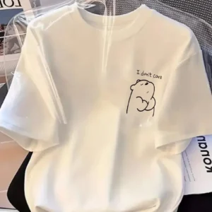 Kadın Umrumda Değil Baskılı T-Shirt - Beyaz
