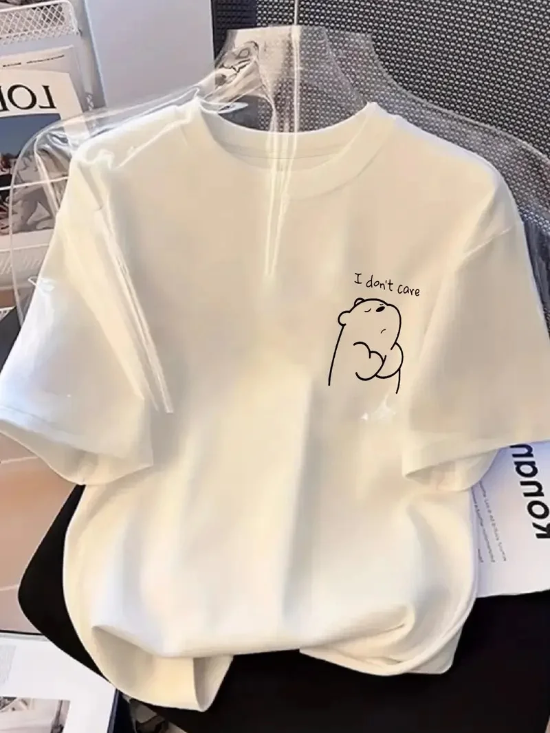Kadın Umrumda Değil Baskılı T-Shirt - Beyaz
