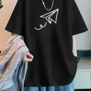 Erkek Oversize Baskılı T-Shirt - Siyah