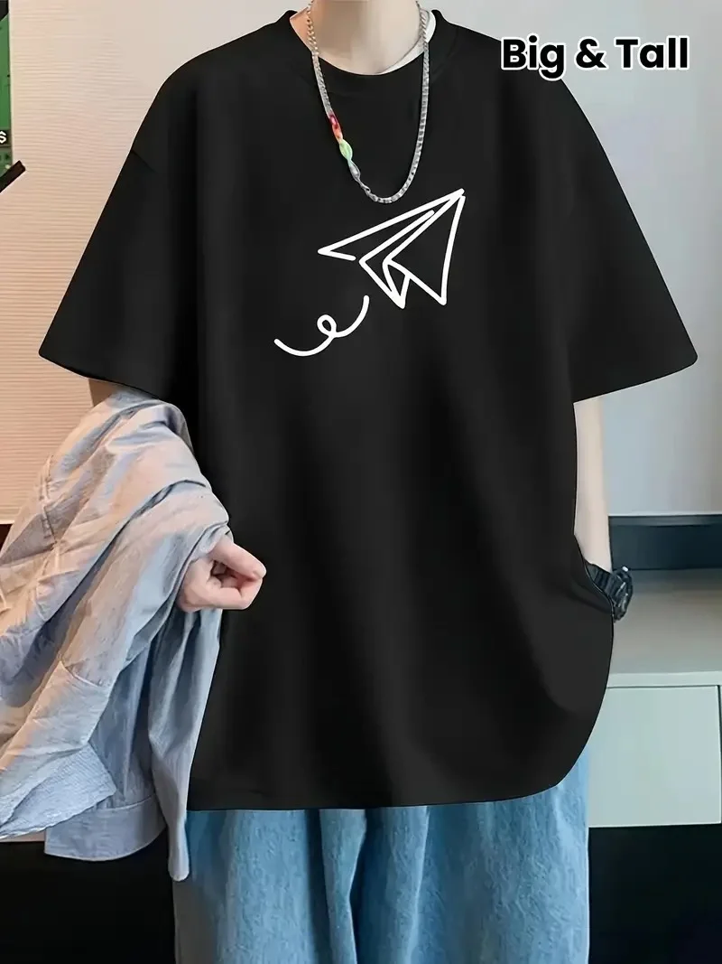 Erkek Oversize Baskılı T-Shirt - Siyah