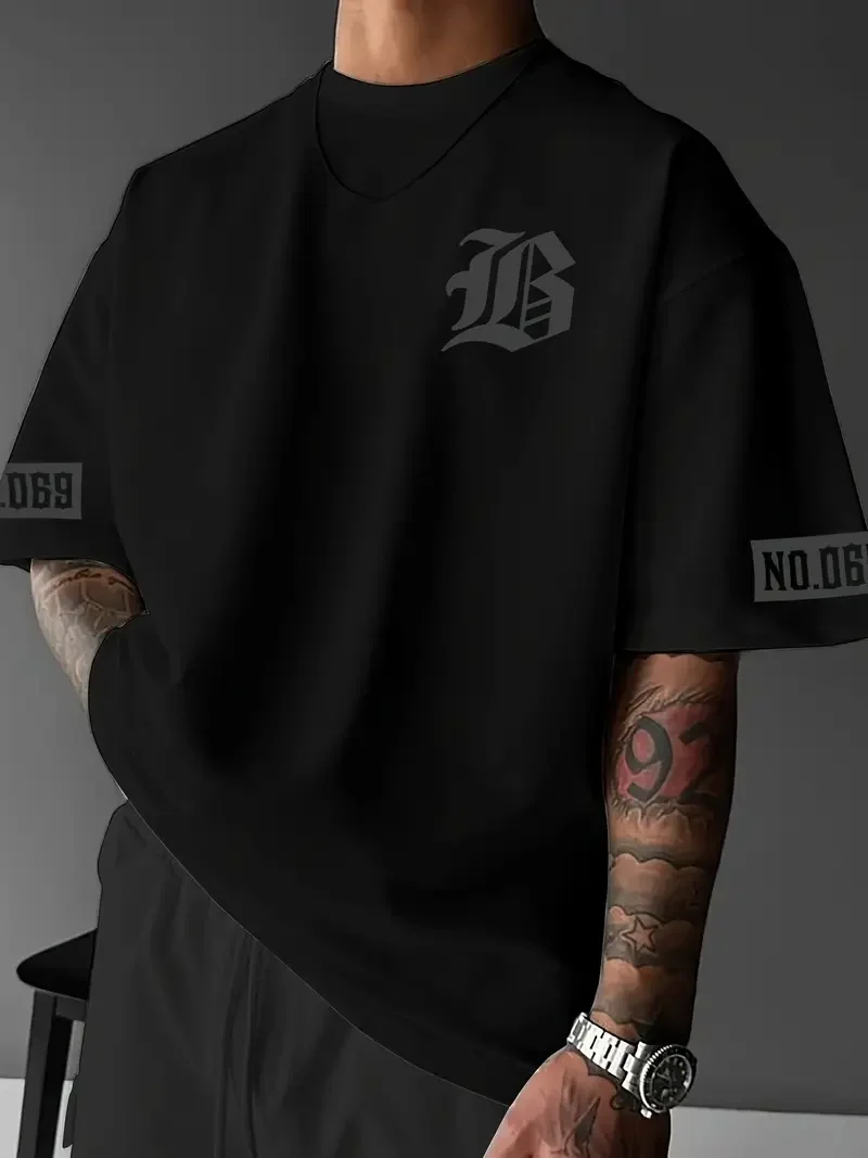 Erkek Baskılı Regular Fit T-Shirt - Siyah