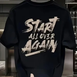 Erkek Oversize Baskılı T-Shirt - Siyah
