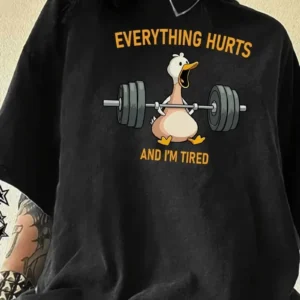 Kadın Ördek Baskılı T-Shirt - Siyah