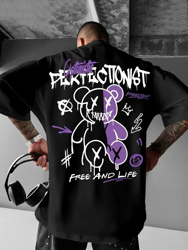 Erkek Baskılı T-Shirt - Siyah