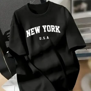 Kadın New York Baskılı T-Shirt - Siyah