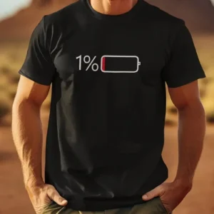 Erkek Şarj %1 Baskılı Regular Fit T-Shirt - Siyah