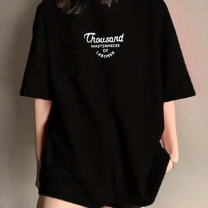 Kadın Baskılı Oversize T-Shirt - Siyah