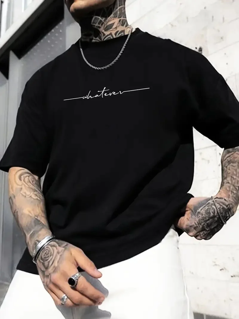 Erkek Baskılı Regular Fit T-Shirt - Siyah