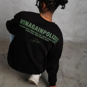 Erkek Oversize Sweatshirt Ön ve Sırt Baskılı 3 İplik Pamuklu - Siyah