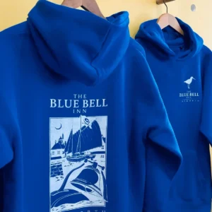 Erkek Baskılı Kapüşonlu Cepli Hoodie 3 İplik Pamuklu Sweatshirt - Saks Mavisii