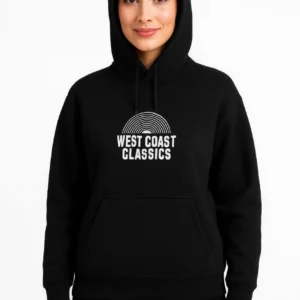 Kadın Oversize Kapüşonlu Cepli Baskılı 3 İplik Pamuklu Hoodie Sweatshirt - Siyah