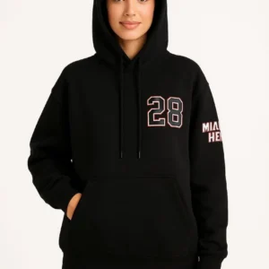Kadın 3 İplik Pamuklu Kapüşonlu Kanguru Cepli Baskılı Hoodie Sweatshirt - Siyah