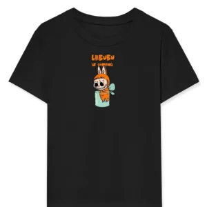 Kız Labubu Çocuk Baskılı T-Shirt - Siyah