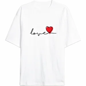 14 Şubat Tişört Sevgililer Günü İçin Özel Tasarım Love Baskılı T-shirt - Beyaz