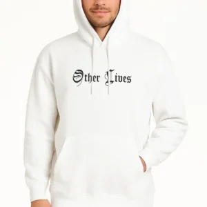 Erkek Kapüşonlu Kanguru Cepli Sweatshirt 3 İplik Pamuklu Baskılı Hoodie - Beyaz