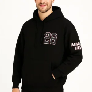 Erkek Kapüşonlu Kanguru Cepli Sweatshirt 3 İplik Pamuklu Baskılı Hoodie - Siyah