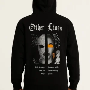 Erkek Kapüşonlu Kanguru Cepli Sweatshirt 3 İplik Pamuklu Baskılı Hoodie - Siyah