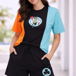 Kadın Nakışlı Tişört Şort İkili Takım Oversize Yazlık Kombin - Çok Renkli