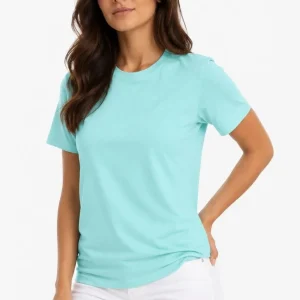 Kadın T-Shirt Bisiklet Yaka Slim Fit Likralı Tişört Günlük Basic Body - Turkuaz