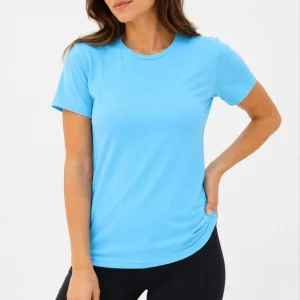 Kadın Basic Tişört Bisiklet Yaka Kısa Kol Günlük Yazlık Slim fit T-Shirt - Turkuaz