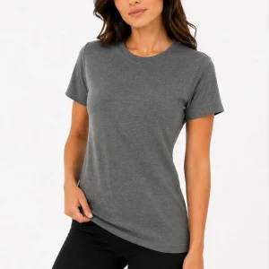 Kadın Basic Tişört Bisiklet Yaka Kısa Kol Günlük Yazlık Slim fit T-Shirt - Antrasit