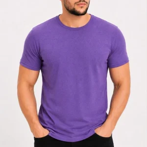 Erkek Basic Tişört Bisiklet Yaka Kısa Kol Günlük Yazlık Slim fit T-Shirt - Mor