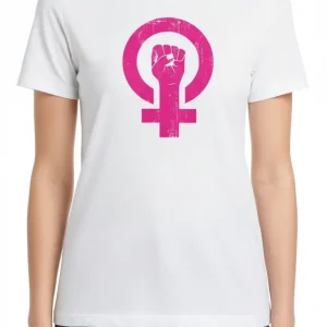 8 Mart Dünya Kadınlar Günü Baskılı Oversize Bisiklet Yaka T-shirt - Beyaz