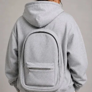 Kadın 3 İplik Şardonlu Tam Fermuarlı Kapüşonlu Arka Çanta Detaylı Sweatshirt - Gri