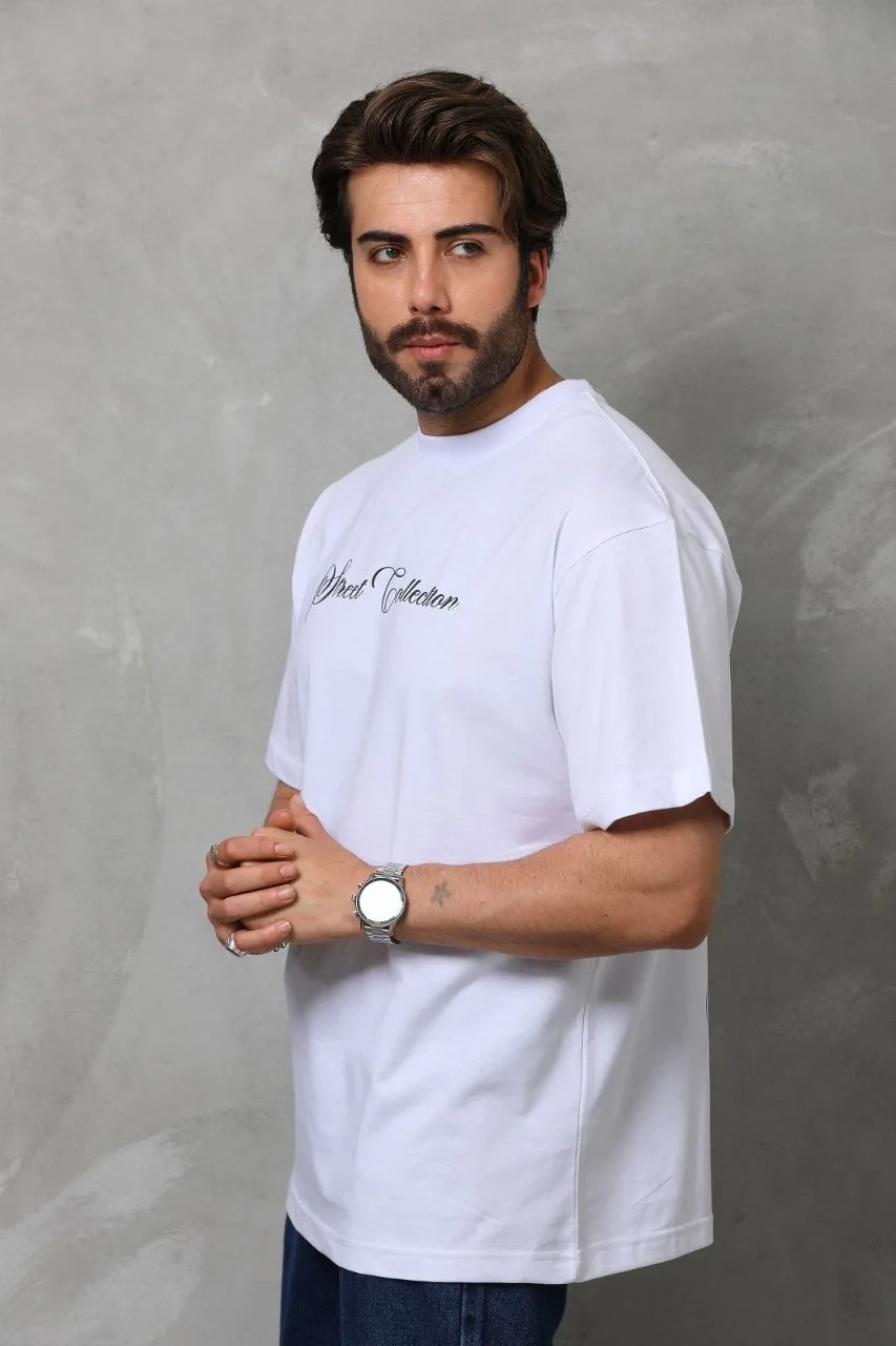 Erkek Bisiklet Yaka Baskılı Kısa Kol T-Shirt - Beyaz - Görsel 2